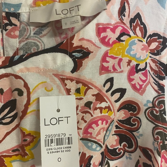 LOFT NWT Paisley Floral Swing Dress 0 - Picture 3 of 4